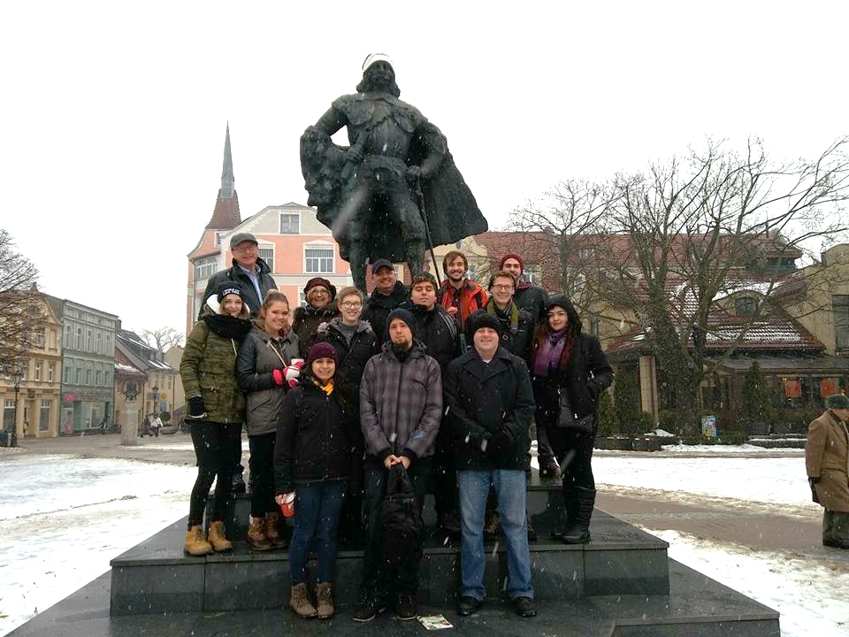 Poland Group with Statue
